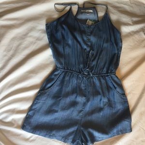 Denim romper shorts