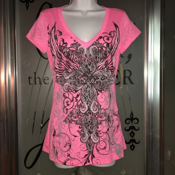 🆕RANSOM beautiful top Angel wings Cross bling NEW WITH TAGS - GREAT DEAL!!! - Picture 6 of 9