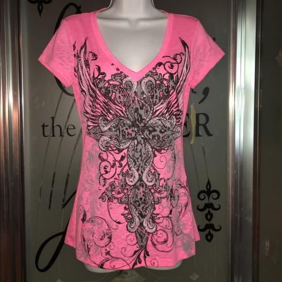 🆕RANSOM beautiful top Angel wings Cross bling NEW WITH TAGS - GREAT DEAL!!! - Picture 7 of 9