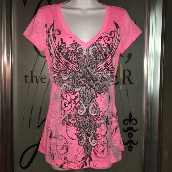 🆕RANSOM beautiful top Angel wings Cross bling NEW WITH TAGS - GREAT DEAL!!! - Picture 8 of 9