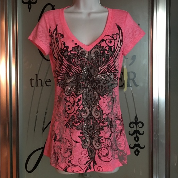 🆕RANSOM beautiful top Angel wings Cross bling NEW WITH TAGS - GREAT DEAL!!! - Picture 9 of 9