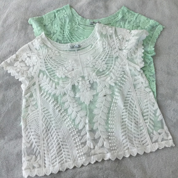 Express Short Sleeve Baroque Lace Tee Bundle - Picture 1 of 8