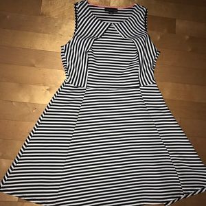 Strip black and white work dress
