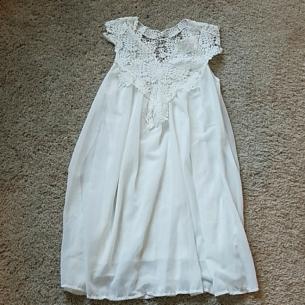 White sheer lace dress