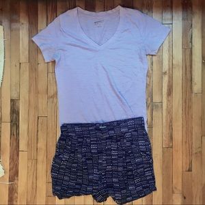 BUNDLE patterned shorts w/ lavender top