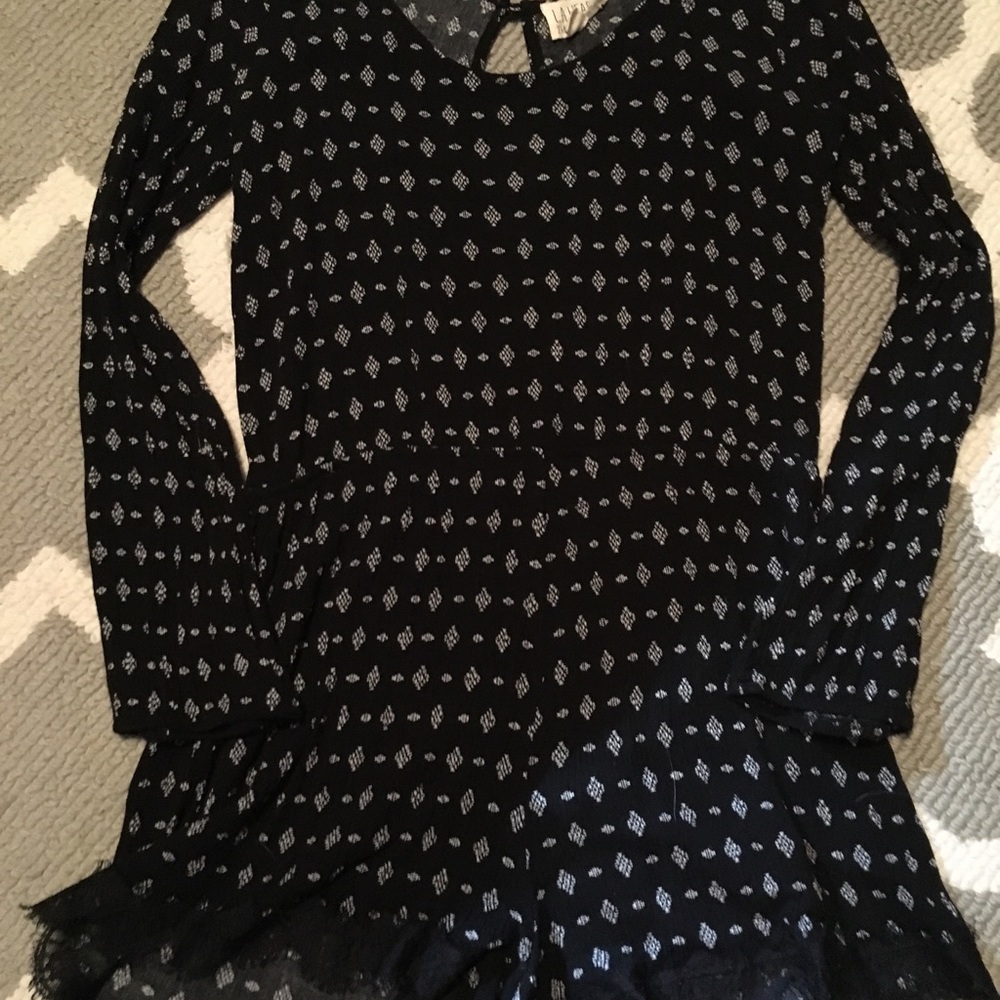 Black Patterned LA Hearts Romper