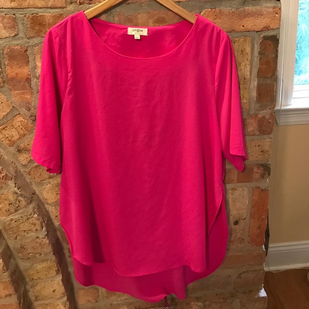 Chiffon fuchsia quarter length sleeved top