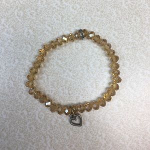 Beaded heart charm bracelet