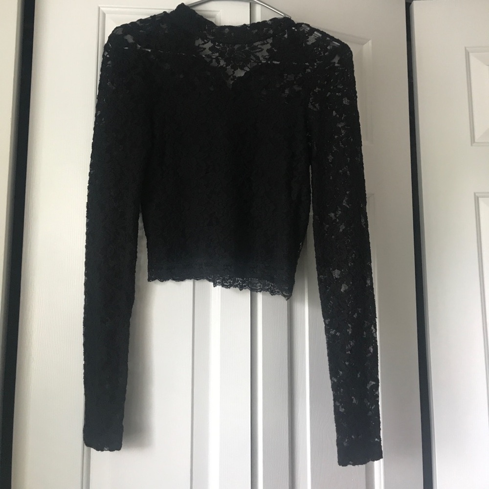 Material Girl long sleeve lace crop top