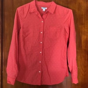 Coral with Tan Polkadots Button Down Shirt