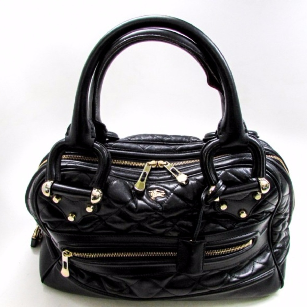 Authentic $1598 Burberry Quilted Leather Manor Bag
