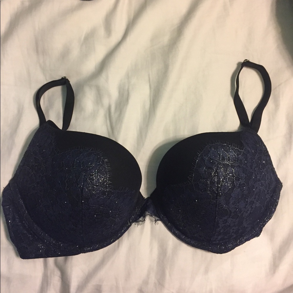 Black with blue lace Victoria's Secret bra