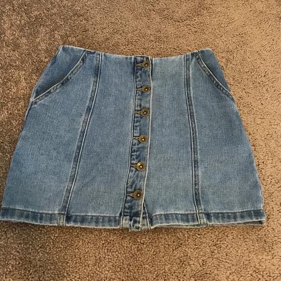Forever 21 Dresses & Skirts - Forever 21 button up blue jean skirt