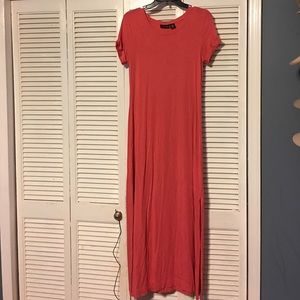 EUC Coral Ankle Length slit side dress