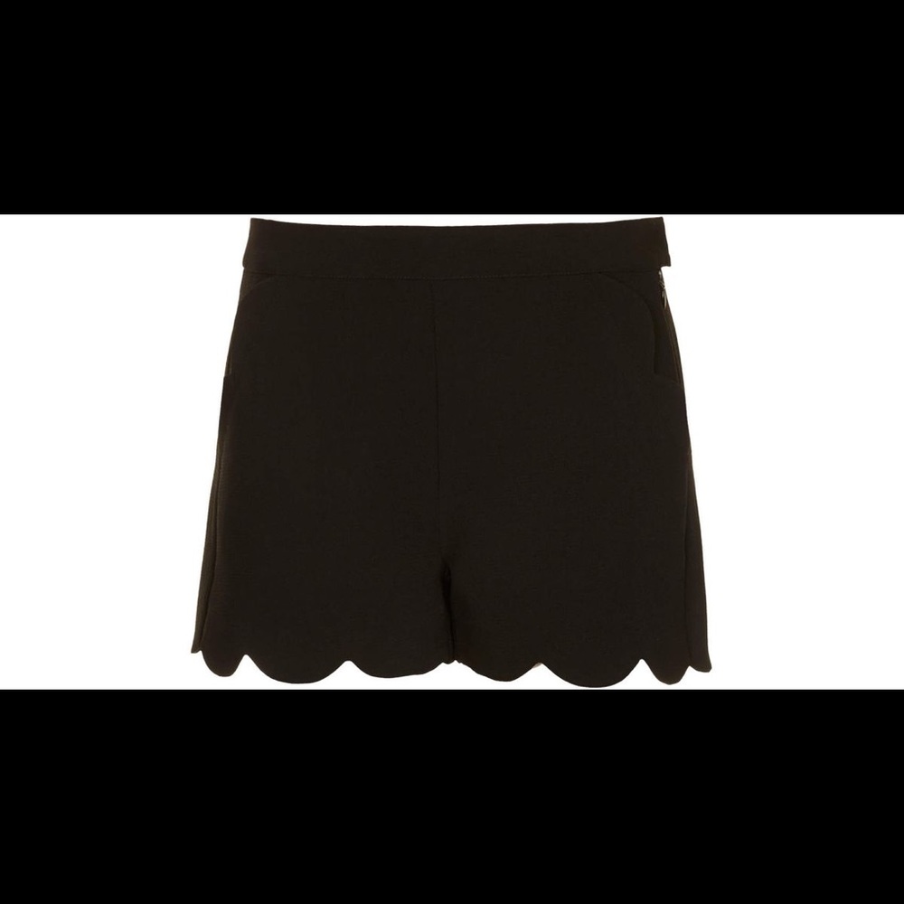 Black Scallop Hem Shorts