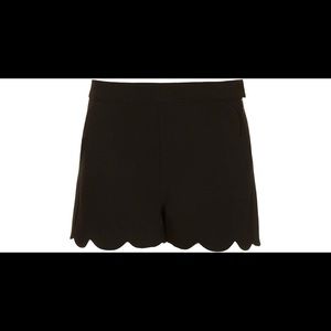 Black Scallop Hem Shorts