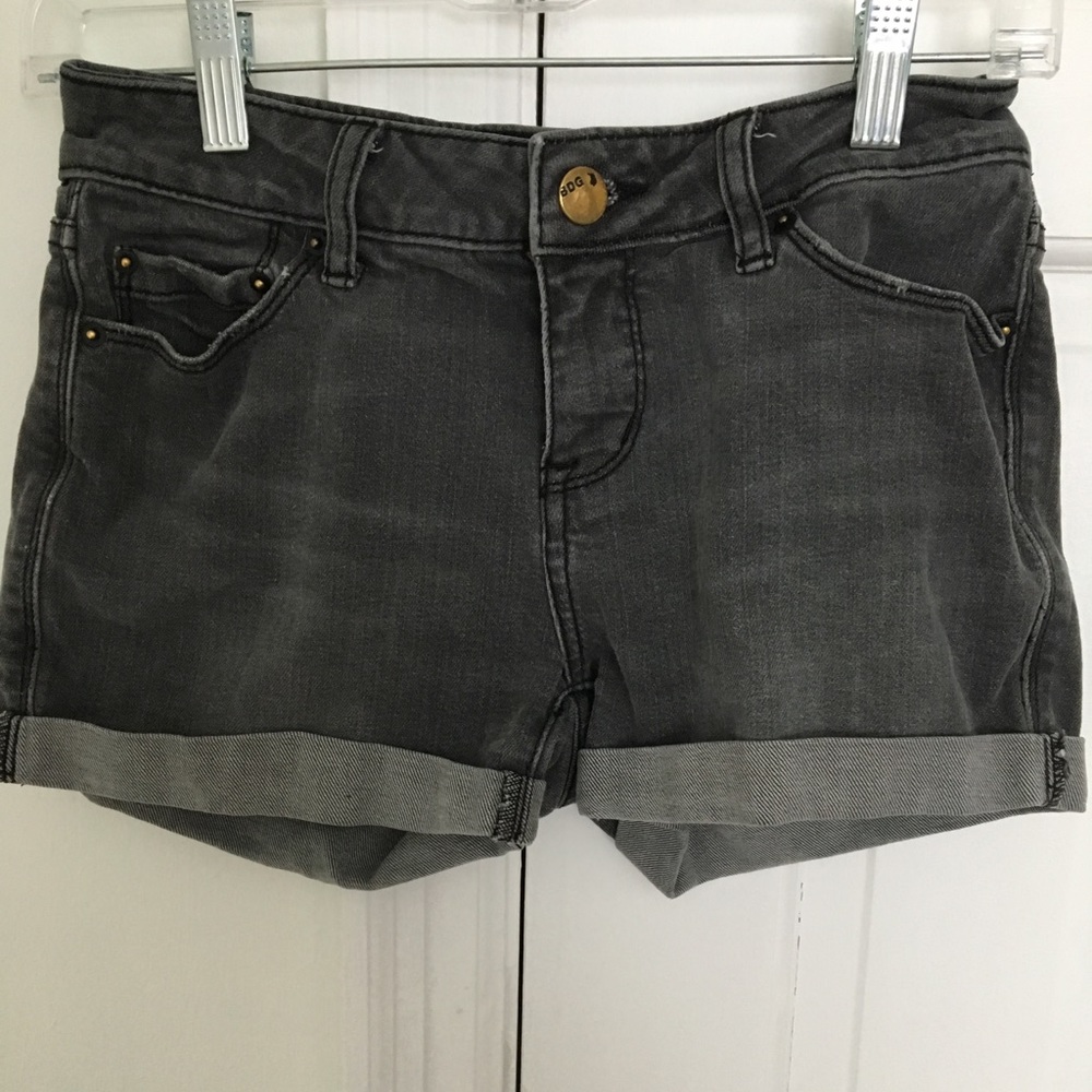 BDG gray mid rise denim cuffed shorts