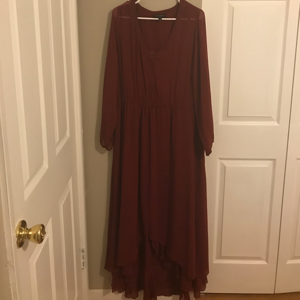 Boho hi low maxi, long sleeve dress