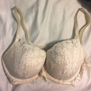 Off white with white lace Victoria's Secret bra