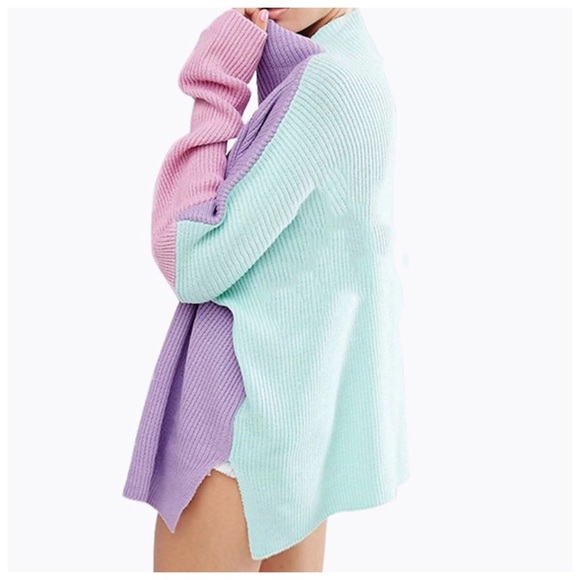 Pastel Color Block Oversized Sweater - Picture 2 of 5