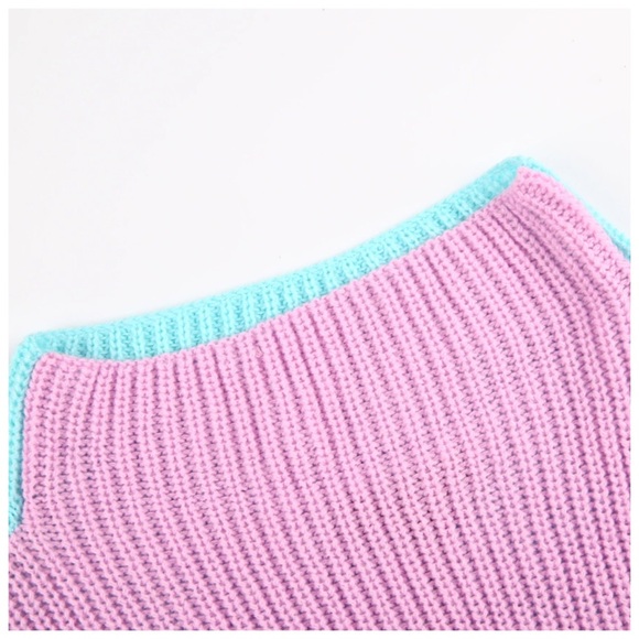 Pastel Color Block Oversized Sweater - Picture 4 of 5
