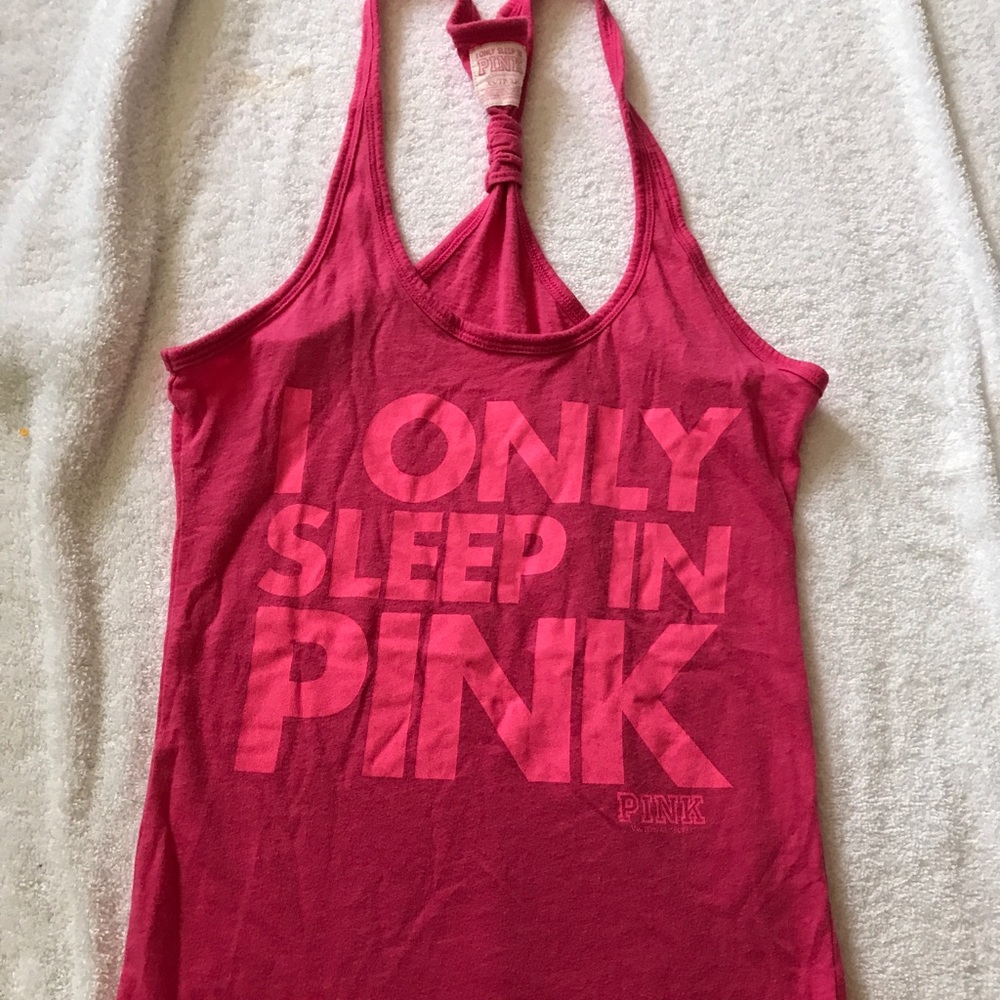 PINK by Victoria’s Secret RAZORBACK TANK I ONLY SLEEP IN PINK SZ XS FITS SM 2010