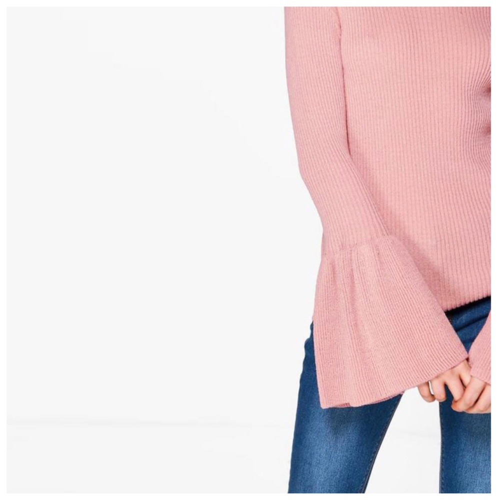 Pink & Black Bell Sleeve Turtleneck Sweater - Picture 8 of 8