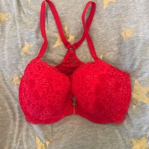NWOT Red, front close racerback bra