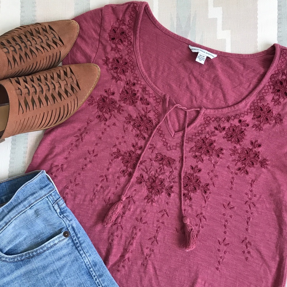 American Eagle Outfitters. Embroidered cutout top.