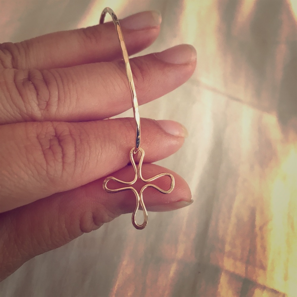 Handmade Gold Cross Charm Baby Bangle