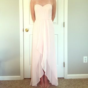Petal Pink Strapless Gown with High-Low Hem