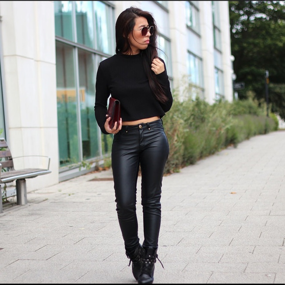 H & M Faux Leather Skinny Jeans