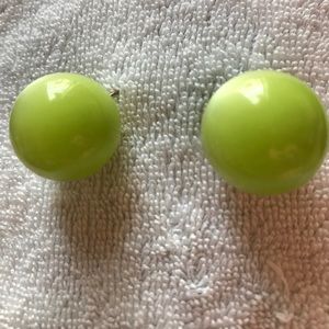 Green ball earrings