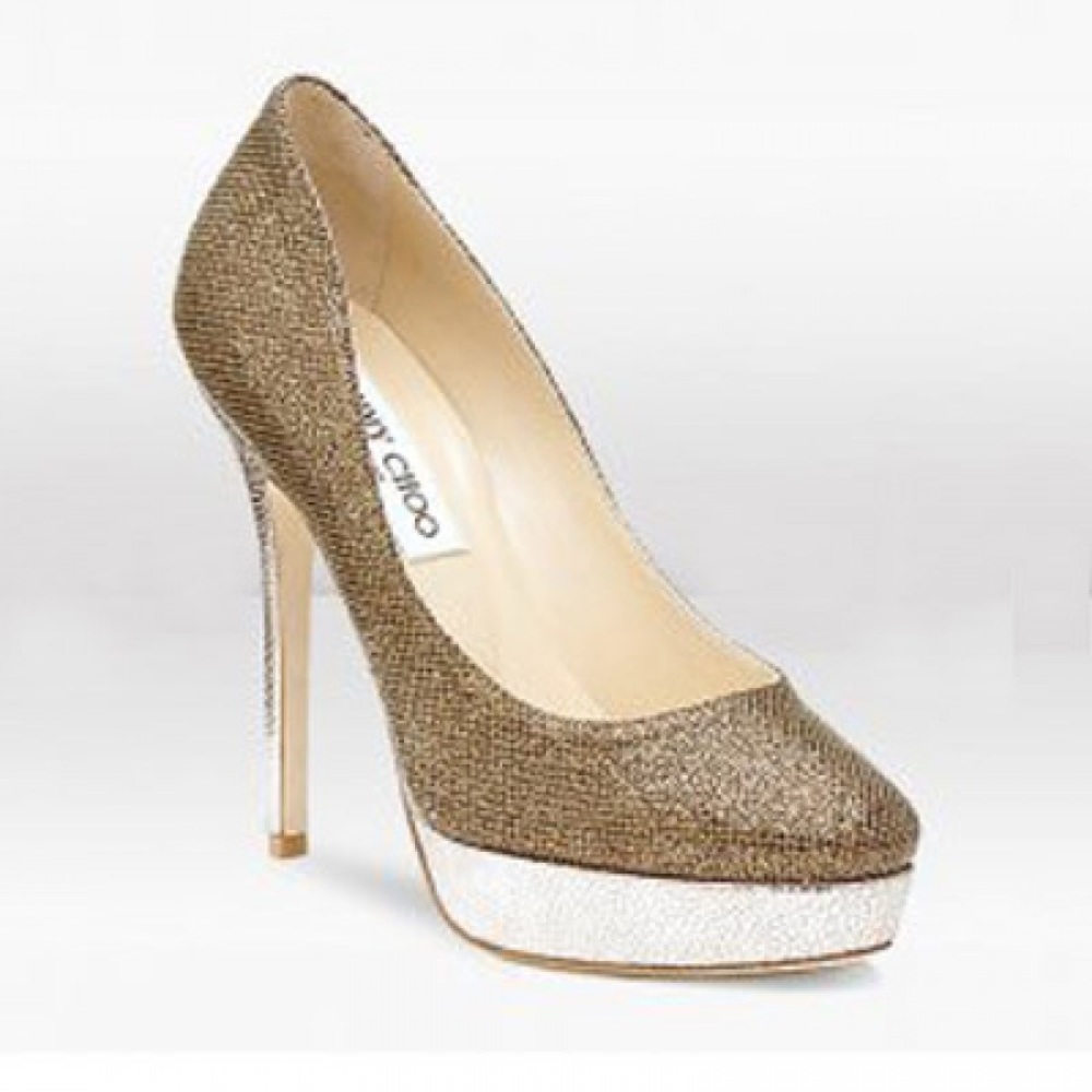 Jimmy Choo Cosmic Glitter Fabric Bronze Pump