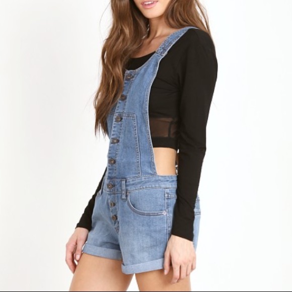 Free People 🌷NWOT Button Front Century Shortalls - Picture 3 of 8