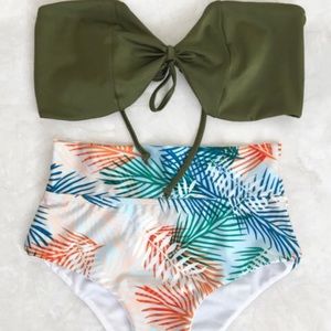 Tropical High Waisted Bikini Set