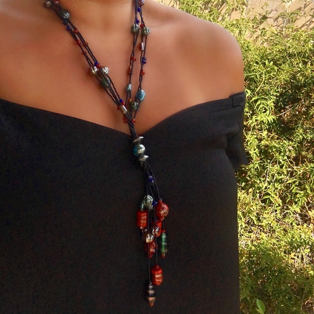 Bead, glass, and ceramic necklace