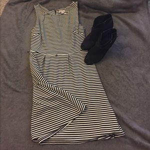 Medium fit n flare black and white striped dress
