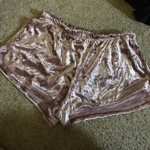 Rose Gold velvet shorts
