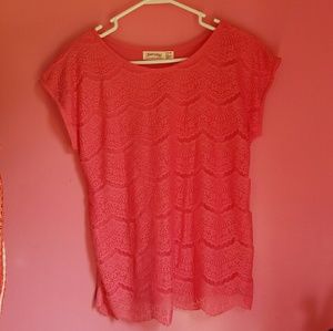 Pink lace overlay top
