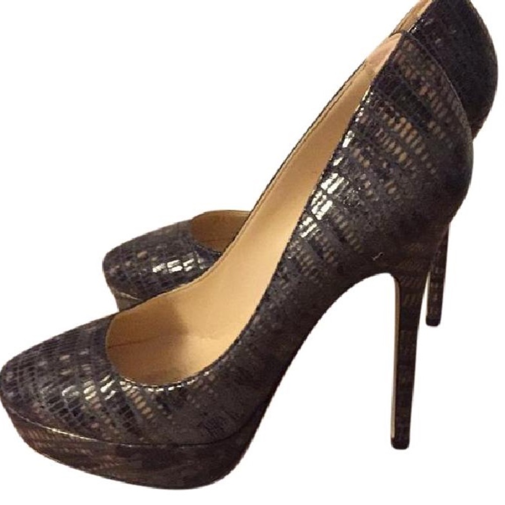 Jimmy Choo Cosmic Lizard Embossed Pump Anthracite