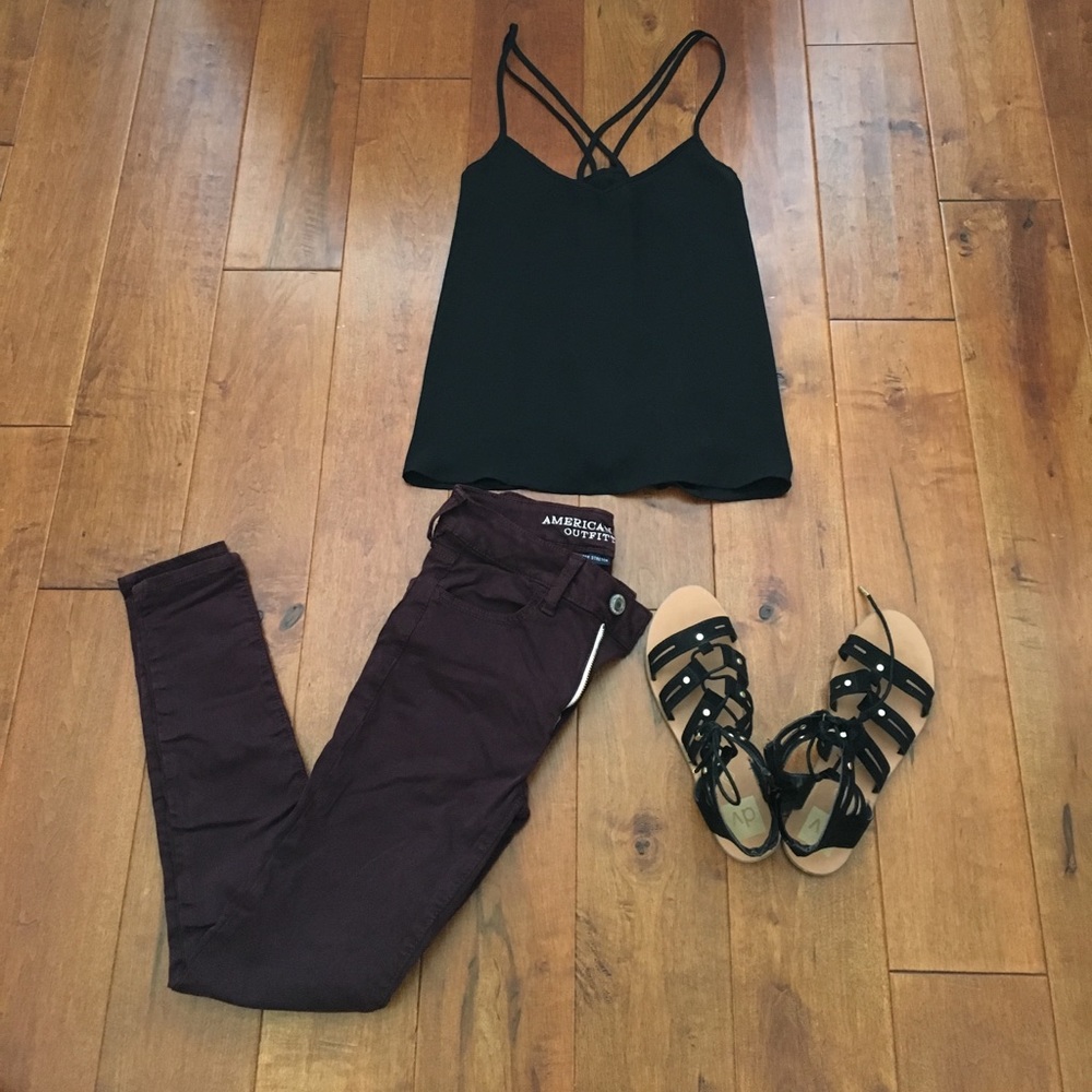 Black cross back tank top