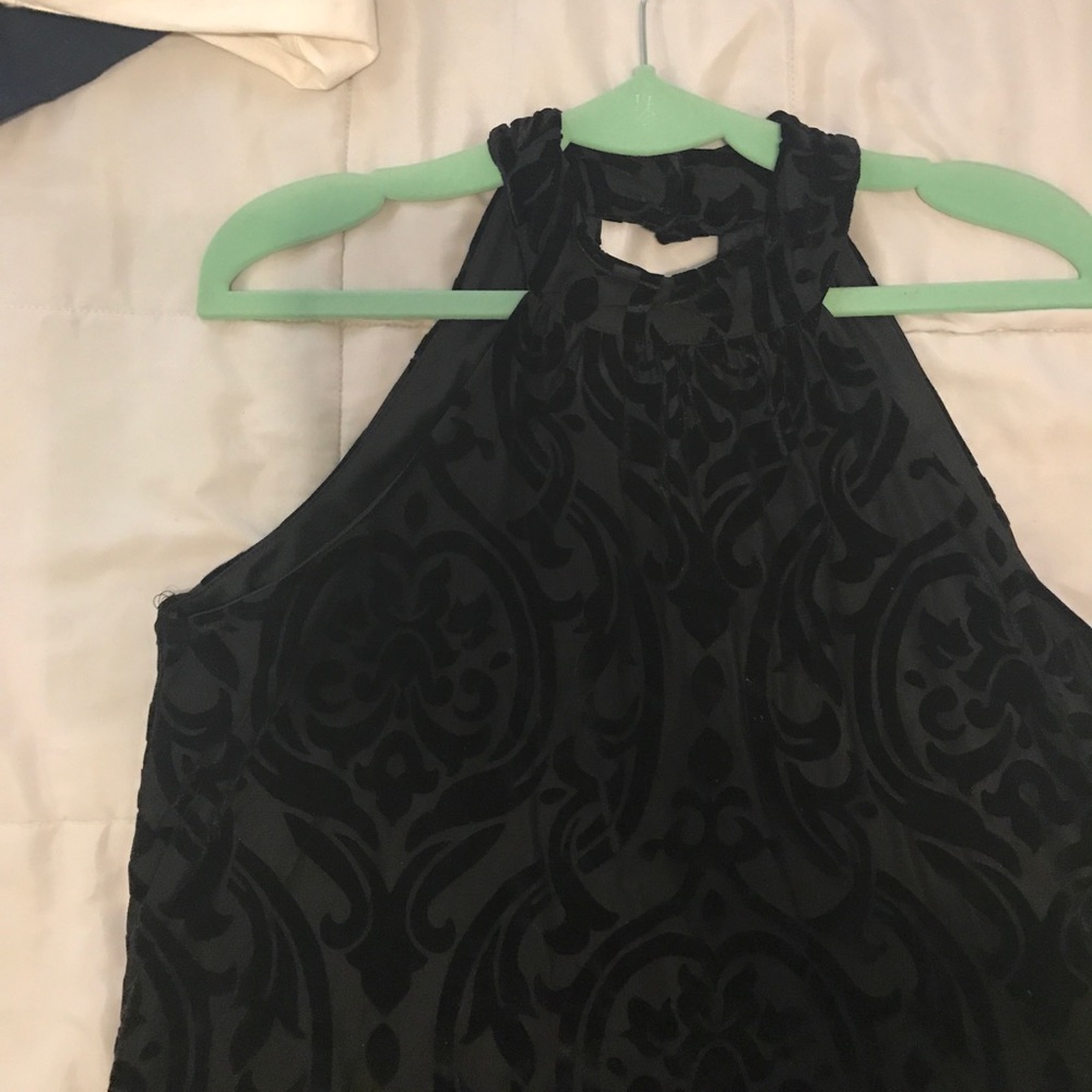 Francesca's Black Velvet Pattered Dress sz m