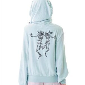 💀WILDFOX DANCING SKELETONS ICE/BABY BLUE HOODIE💀