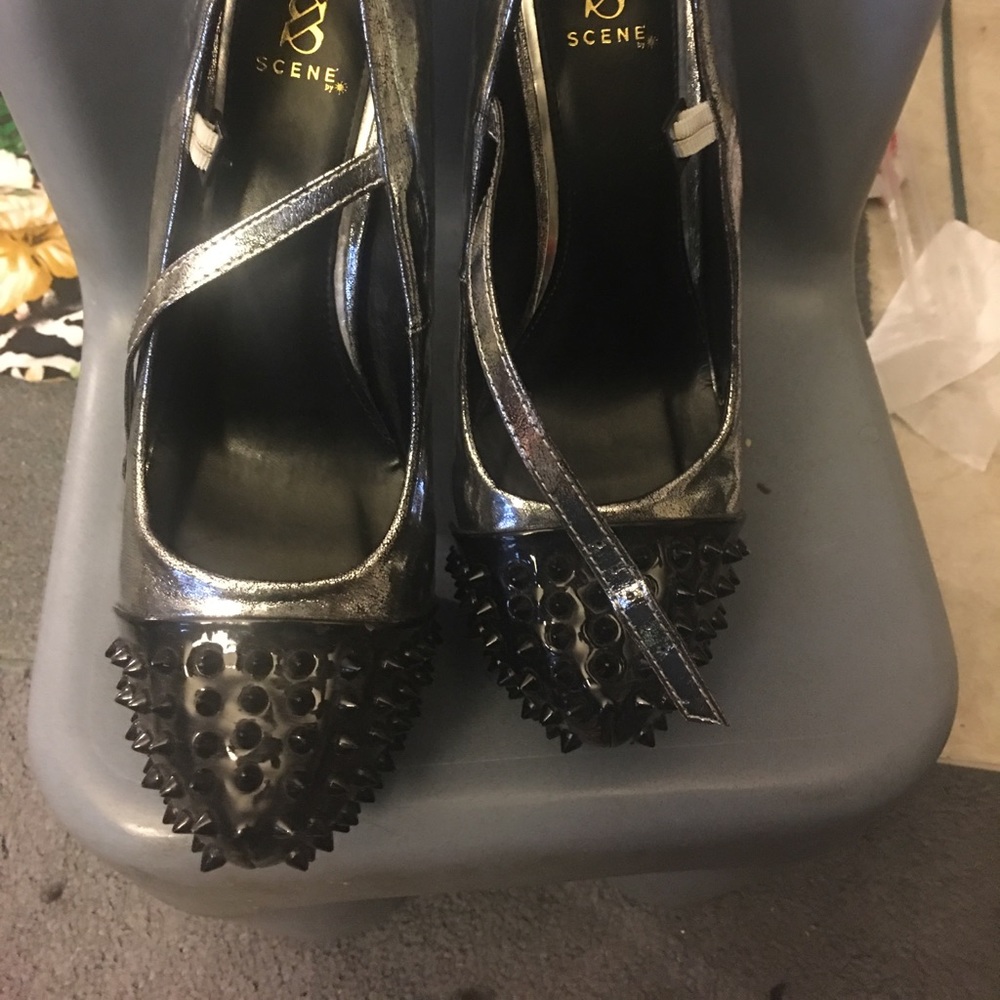 Silver and black pumps only worn once on my bday