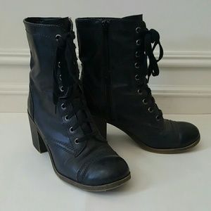 Combat Boots with Block Heel