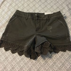 Brown Maurice's shorts with lace trim