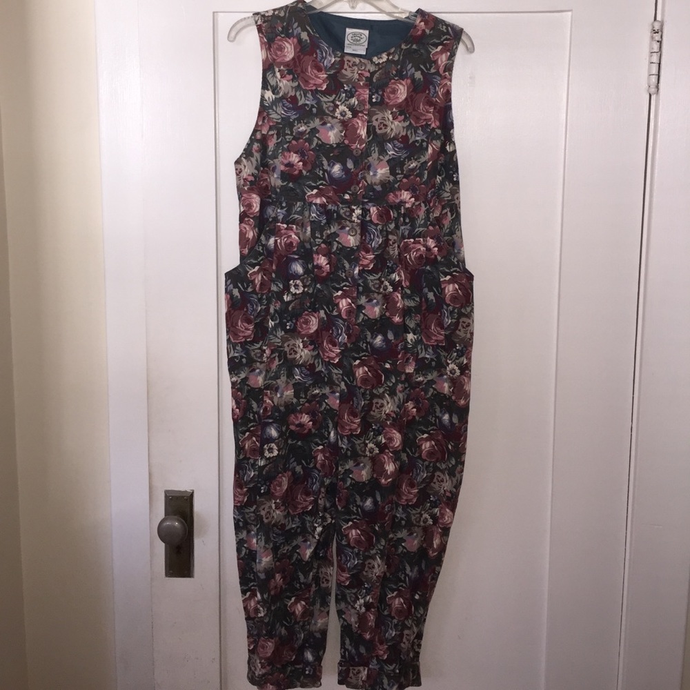 Laura Ashley Dark Green Flower Jumper Vintage