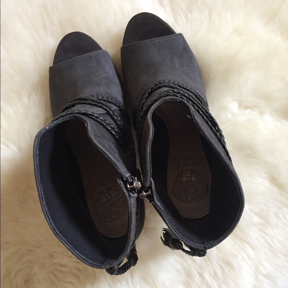 Suede Aston Peep Toe Bootie In Charcoal - Picture 4 of 8