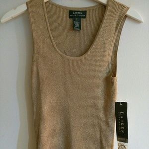 NWT LAUREN RALPH LAUREN METALLIC TANK TOP,  S
